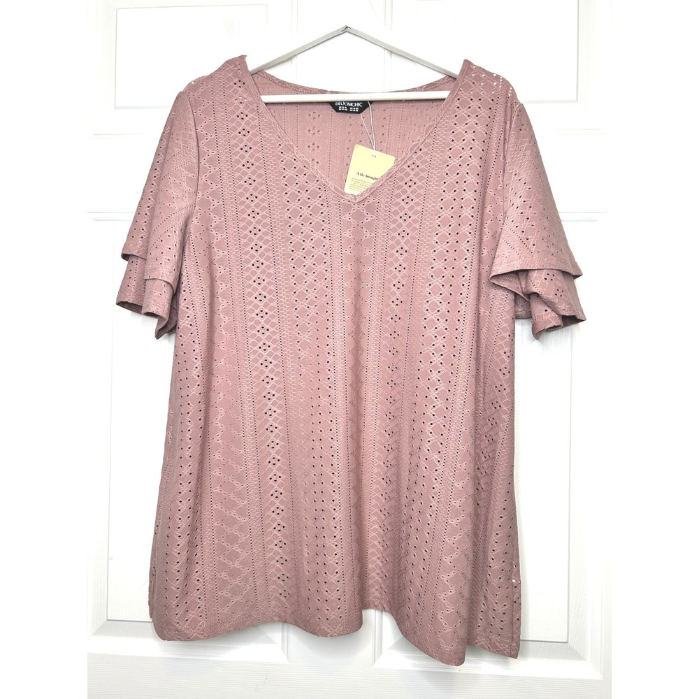 BloomChic NWT Pointelle Knit Top 14/16 XL Dusty Rose